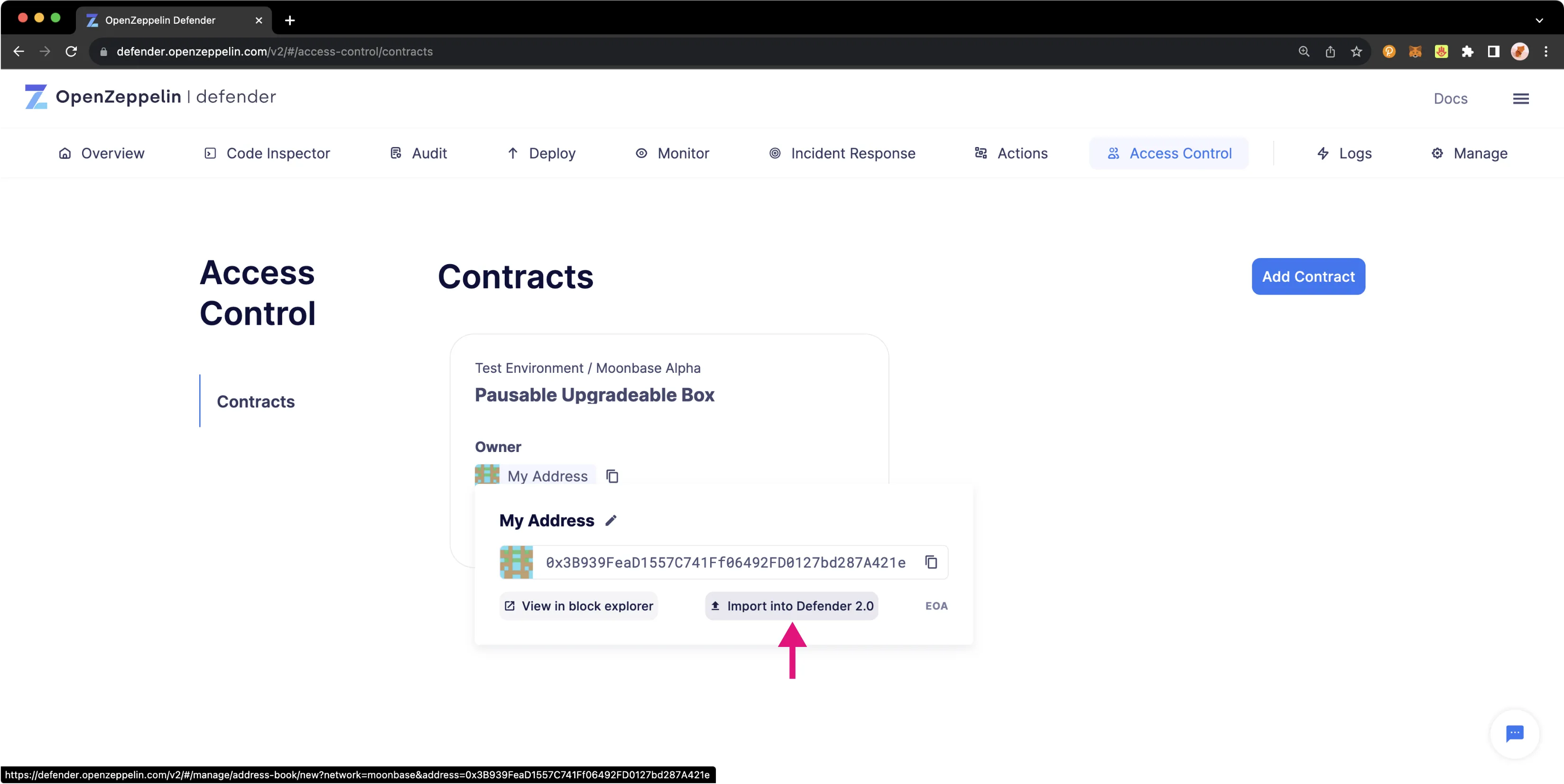 OpenZeppelin Defender Access Control Contract Added