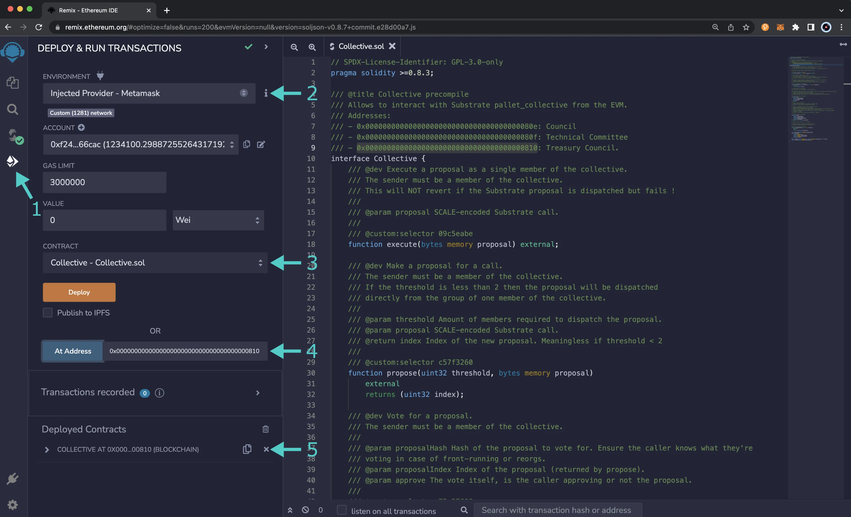 Access the precompile contract