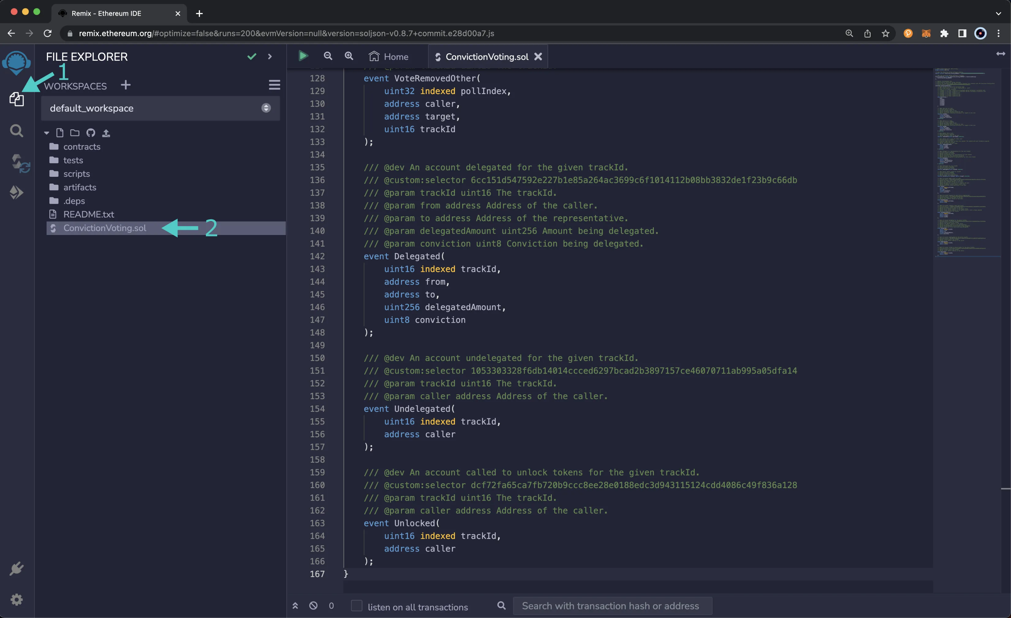 Copy and paste the referenda Solidity interface into Remix.