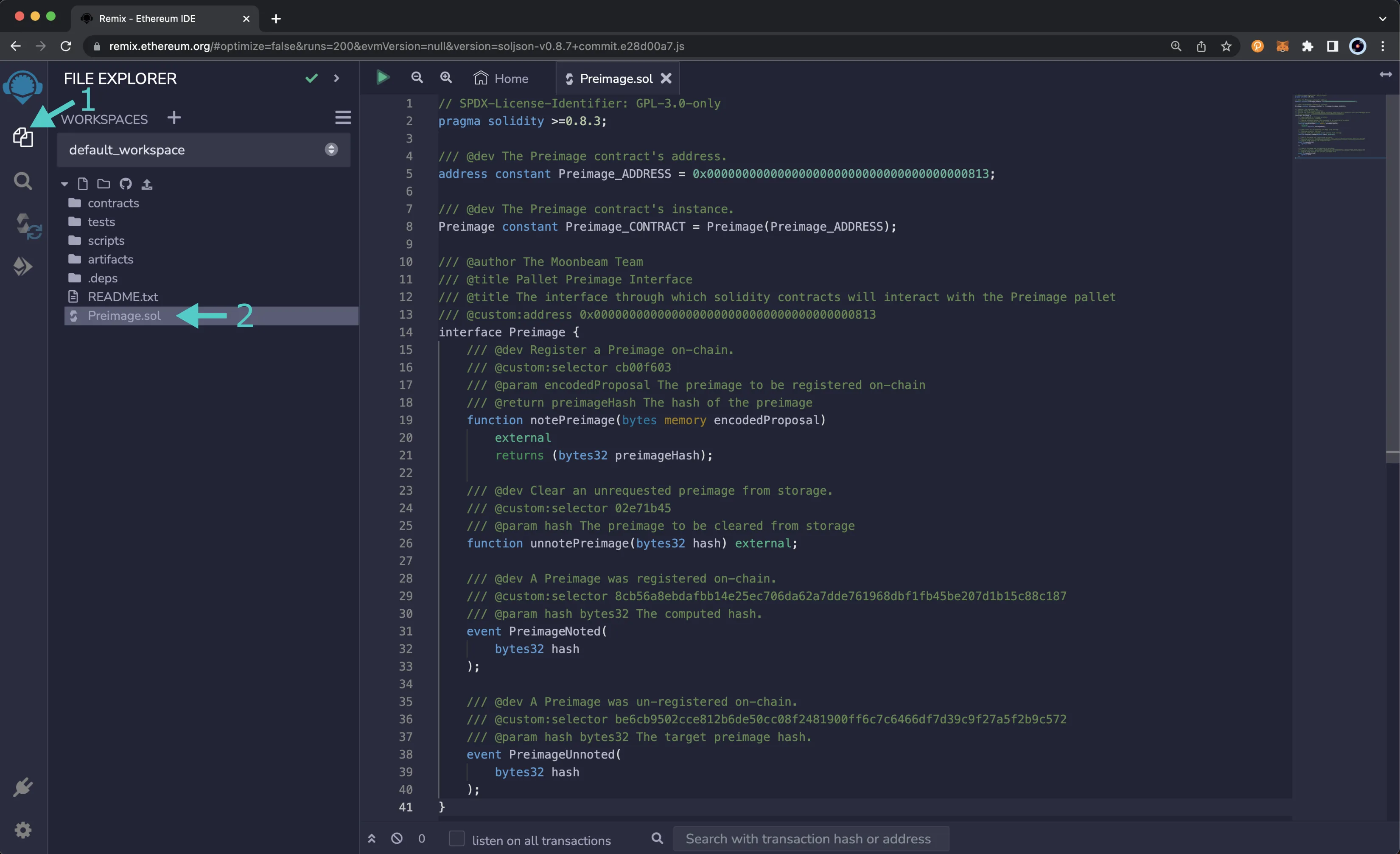 Copy and paste the referenda Solidity interface into Remix.