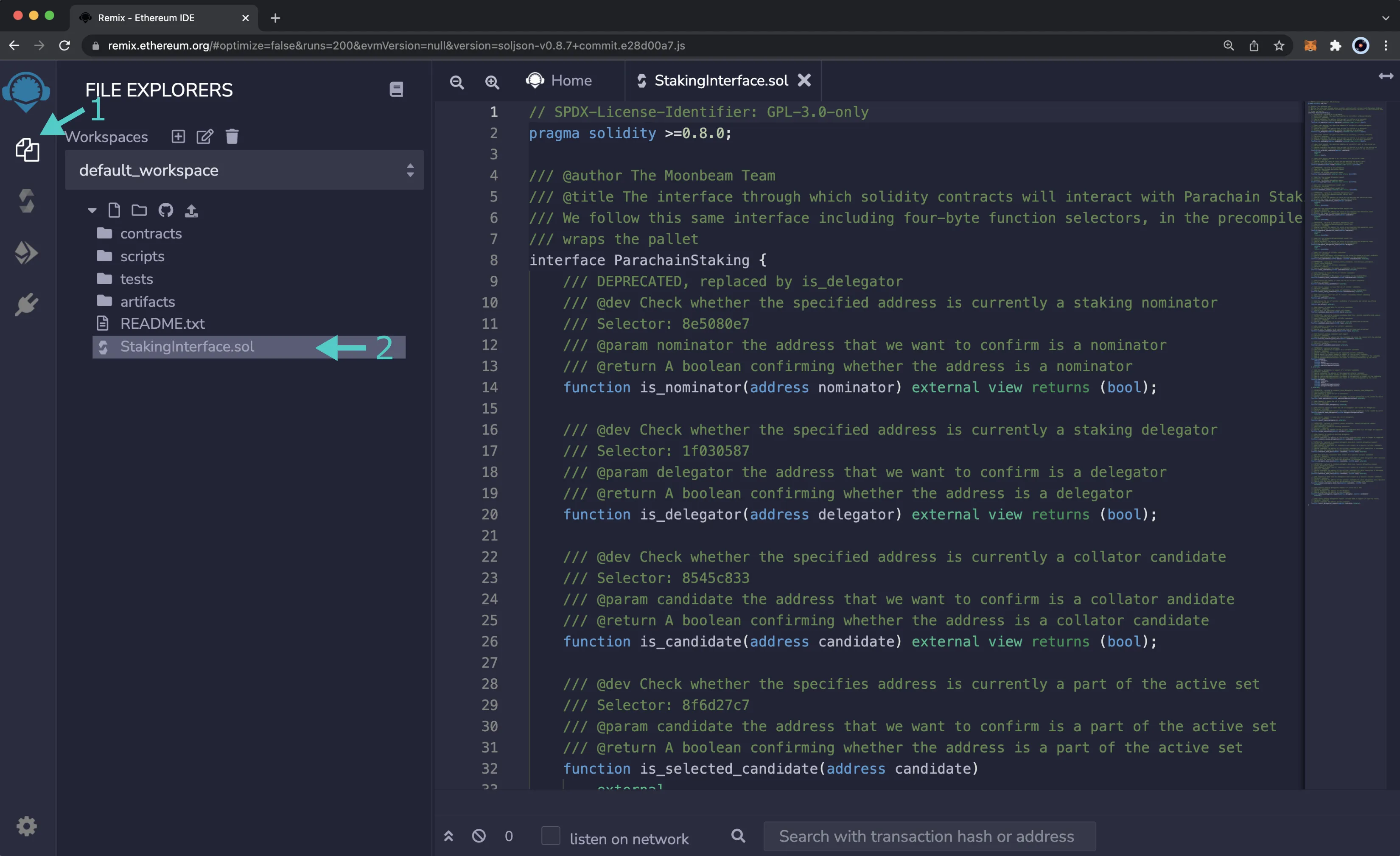 Copying and Pasting the Staking Interface into Remix