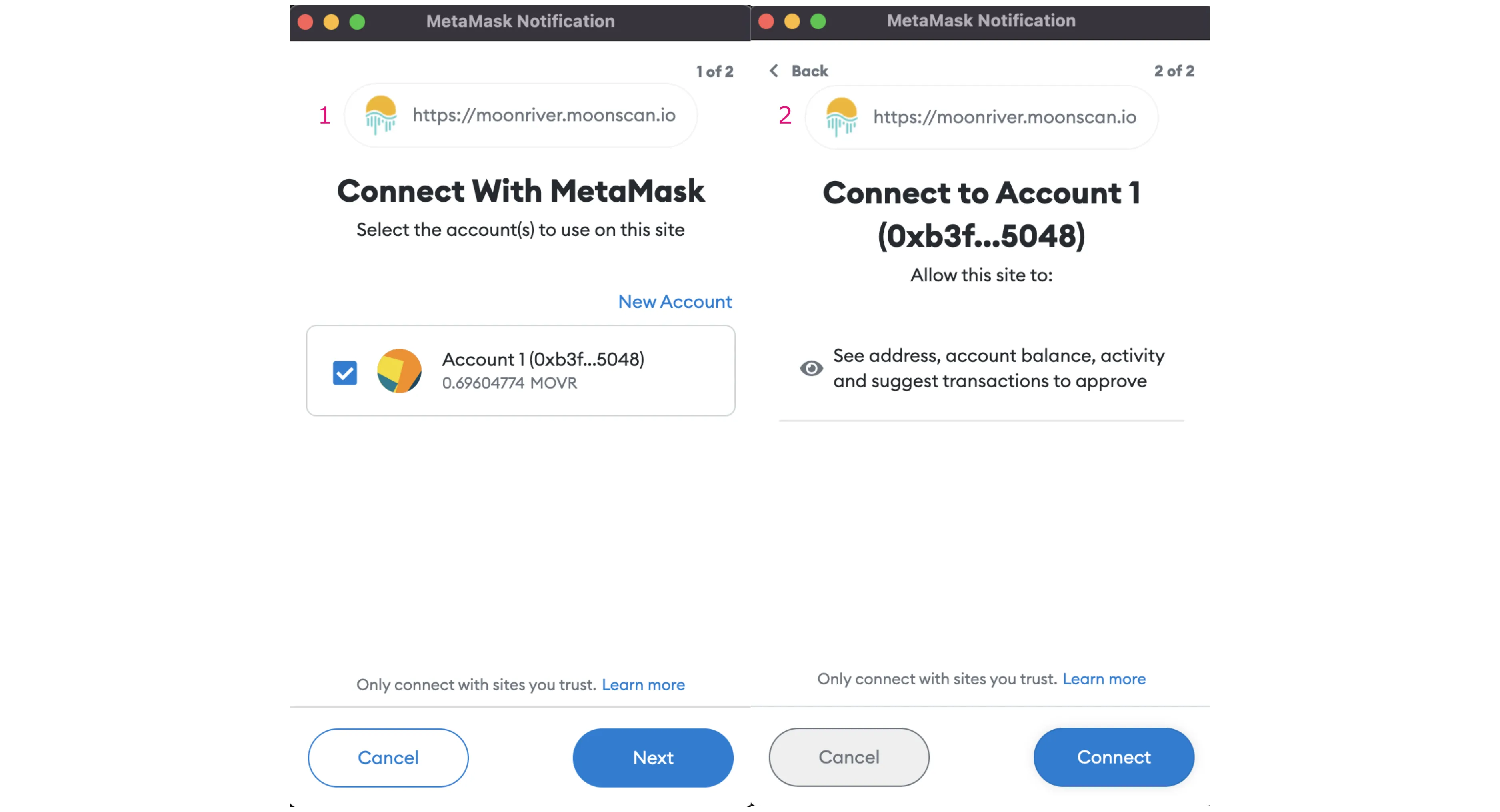 Connect MetaMask account