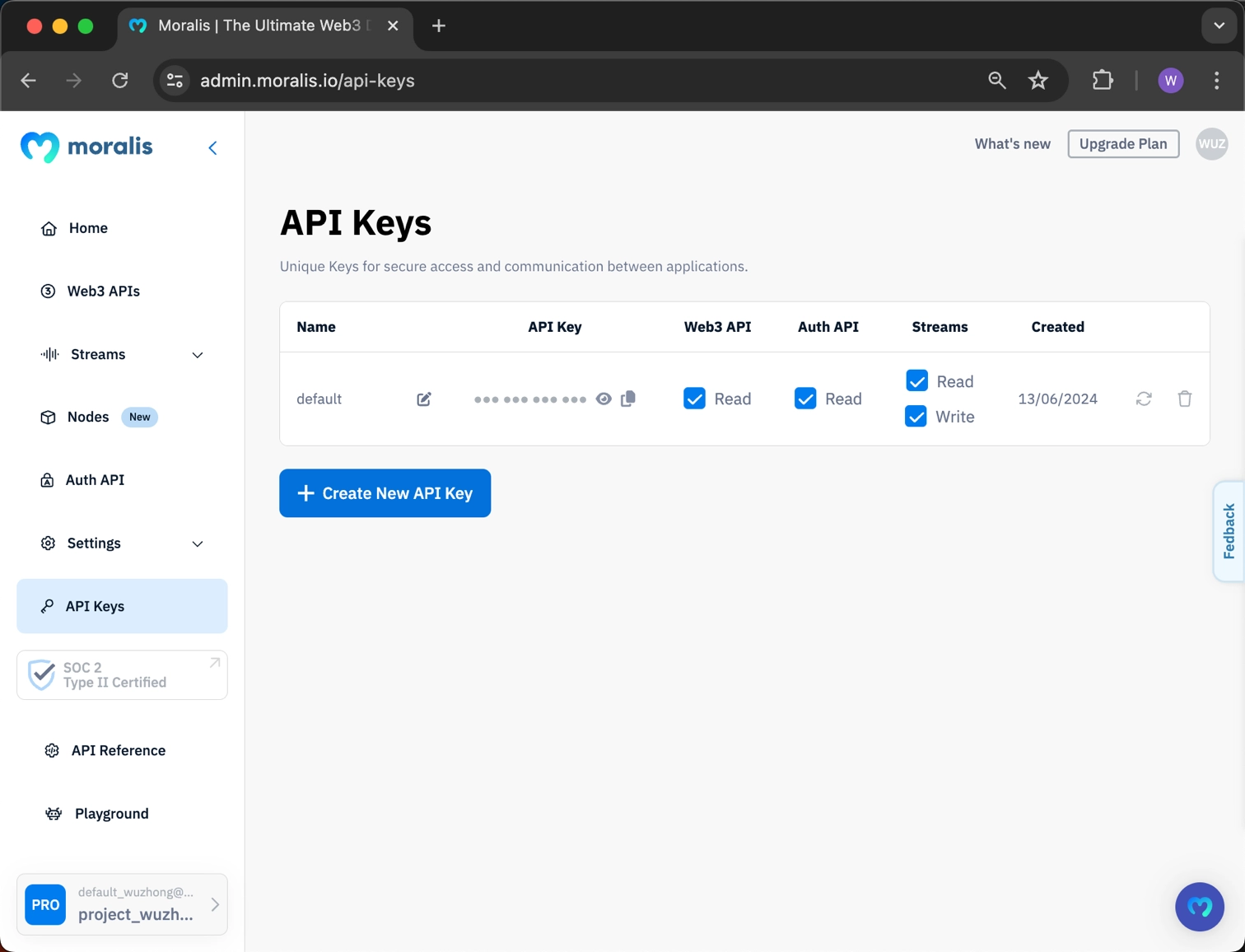 Moralis API key