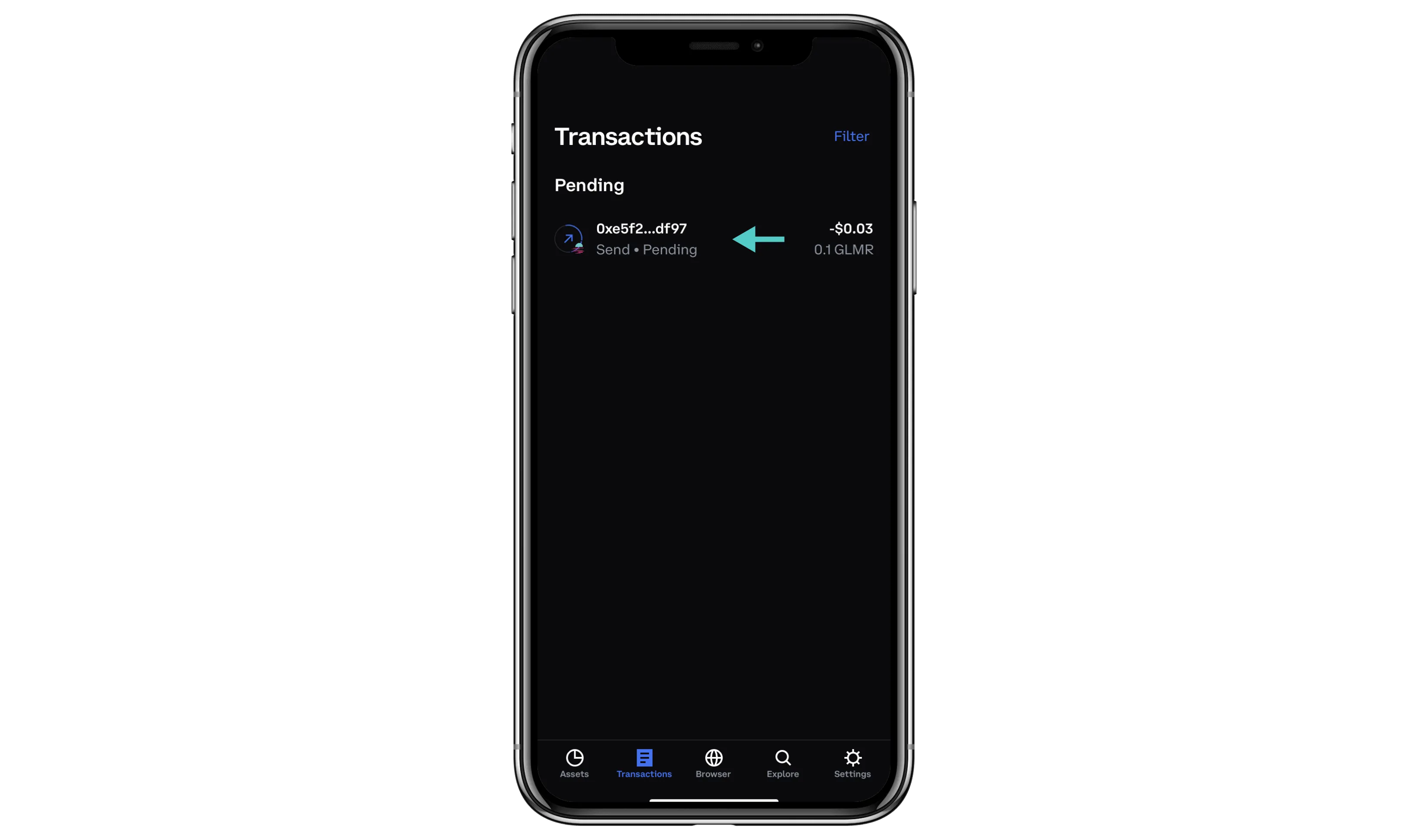 View your transaction history from the transactions screen.