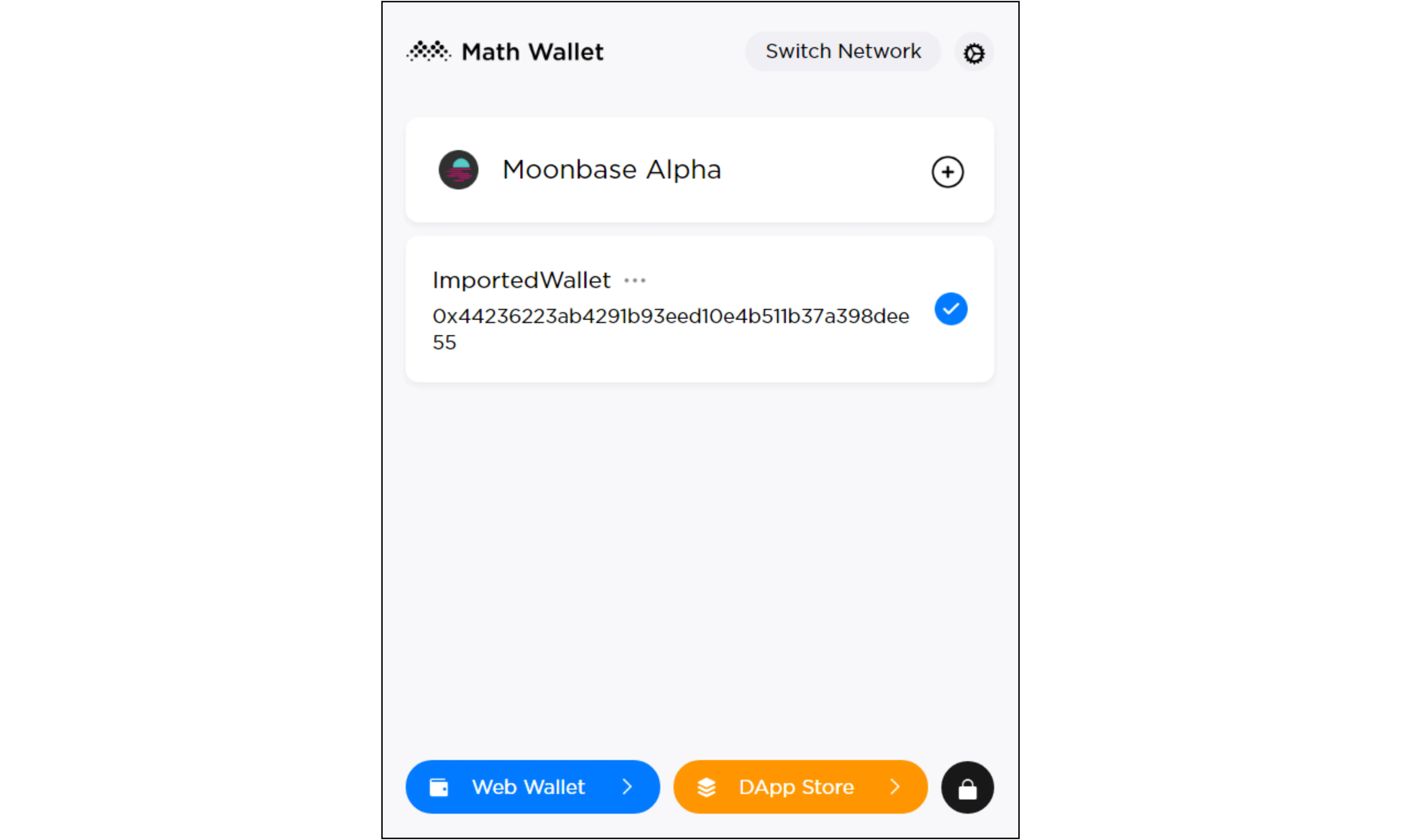 MathWallet imported wallet